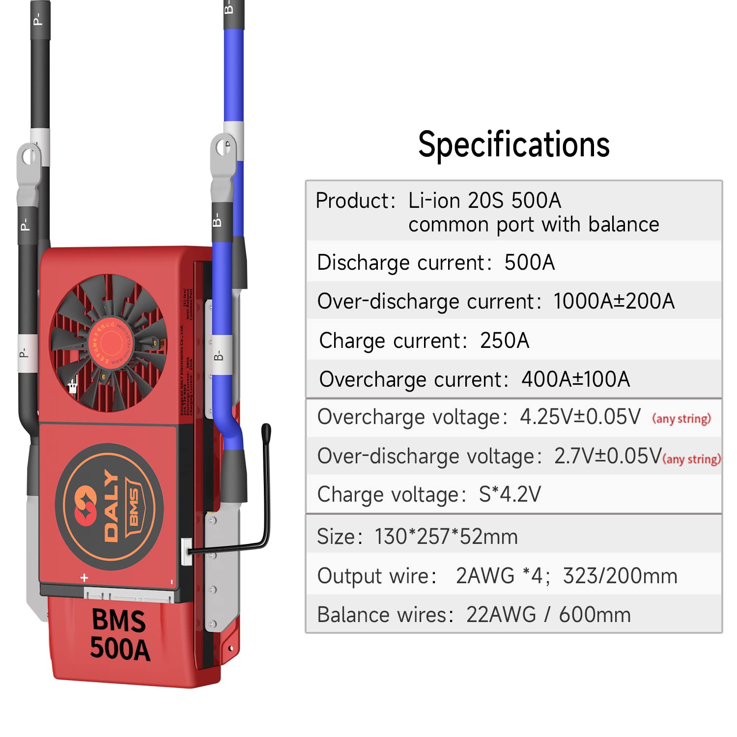 Daly BMS 500A 赤 冷却ファン付き Amazon.com: DALY BMS Li-ion 72V 500A BMS 20S Protection Board with